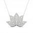 By Women For Women Diamond Lotus Necklace 1/3 ct tw Round-cut 10K White Gold 18"