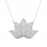 By Women For Women Diamond Lotus Necklace 1/3 ct tw Round-cut 10K White Gold 18"