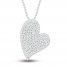 Diamond Heart Necklace 1/3 ct tw Round-cut 10K White Gold 18"