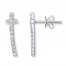 Diamond Cross Earrings 1/4 ct tw Round-cut 10K White Gold