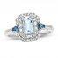 Aquamarine/London Blue Topaz/White Lab-Created Sapphire Ring Sterling Silver