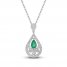 Emerald & Diamond Necklace 1/4 ct tw 10K White Gold 18"