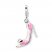 High Heel Shoe Charm Pink/White Enamel Sterling Silver