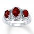 Garnet Ring Diamond Accents Sterling Silver