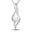 Cultured Pearl Necklace Lab-Created Sapphires Sterling Silver