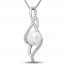 Cultured Pearl Necklace Lab-Created Sapphires Sterling Silver