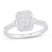 Diamond Long Cushion Ring 1/4 ct tw Round-cut Sterling Silver