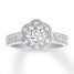 Diamond Engagement Ring 1 ct tw Princess/Round 14K White Gold