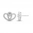 Two as One Diamond Heart Stud Earrings 1/5 ct tw Round-Cut 10K White Gold