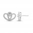 Two as One Diamond Heart Stud Earrings 1/5 ct tw Round-Cut 10K White Gold
