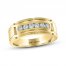 THE LEO Diamond Men's Wedding Band 3/8 ct tw Round-Cut 14K Yellow Gold