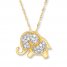Elephant Necklace 1/10 ct tw Diamonds 14K Yellow Gold