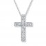 Cross/Heart Necklace 1/20 ct tw Diamonds Sterling Silver