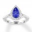 Tanzanite Engagement Ring 5/8 ct tw Diamonds 14K White Gold