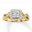 Diamond Engagement Ring 5/8 cttw Princess/Round 14K Yellow Gold