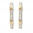 Diamond Hoop Earrings 1 ct tw Round/Baguette 10K Yellow Gold