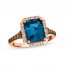 Le Vian Diamond & Blue Topaz Ring 1/3 ct tw Diamonds 14K Strawberry Gold