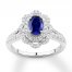 Oval Sapphire Engagement Ring 1/2 ct tw Diamonds 14K White Gold