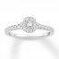 Diamond Engagement Ring 1/2 ct tw Emerald-cut/Round 14K Gold