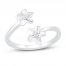 Diamond Accent Flower Toe Ring Sterling Silver