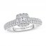 Adrianna Papell Diamond Engagement Ring 5/8 ct tw Princess/Round/Baguette-cut 14K White Gold