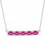 Lab-Created Ruby Bar Necklace Sterling Silver 18"