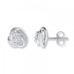 Love Knot Earrings Diamond Accents Sterling Silver