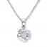 Diamond Flower Necklace 1/20 Carat Round-cut Sterling Silver