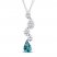 Oceanic Blue Topaz & White Topaz Raindrop Necklace Sterling Silver 18"