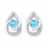 Blue Topaz Earrings Diamond Accents 10K White Gold