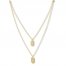 Dog Tag Layered Necklace 14K Yellow Gold 16" to 18" Adjustable