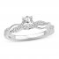 Diamond Engagement Ring 1/2 ct tw Round/Oval 14K White Gold