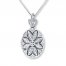 Oval Locket Necklace 1/10 ct tw Diamonds Sterling Silver