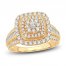 Diamond Engagement Ring 1 ct tw Round/Baguette-Cut 14K Yellow Gold