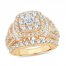 Diamond Engagement Ring 3 ct tw Round/Baguette 14K Yellow Gold