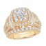 Diamond Engagement Ring 3 ct tw Round/Baguette 14K Yellow Gold