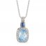 Le Vian Aquamarine & Sapphire Necklace 1/4 ct tw Diamonds 14K Vanilla Gold 18"