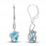 Swiss Blue Topaz & White Lab-Created Sapphire Wrap Earrings 10K White Gold