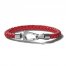 Bulova Braided Leather Bracelet Red 8.5"