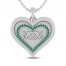 Lab-Created Emerald MOM Heart Necklace Sterling Silver 18"