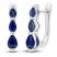 Blue/White Lab-Created Sapphire Three-Stone Hoop Earrings Sterling Silver