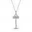 Diamond Key Necklace 1/5 ct tw Round-cut Sterling Silver 18"