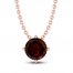 Garnet Solitaire Necklace 10K Rose Gold 18"