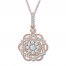 Diamond Flower Necklace 1/2 ct tw Round-cut 14K Rose Gold