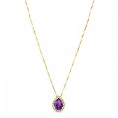 Le Vian Amethyst & Diamond Necklace 1/8 ct tw 14K Honey Gold 18"