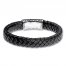 Men's Black Leather Bracelet Stainless Steel