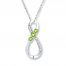Peridot Infinity Necklace 1/20 ct tw Diamonds Sterling Silver