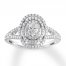 Diamond Engagement Ring 5/8 ct tw Oval/Round 14K White Gold