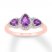 Amethyst Ring 1/8 ct tw Diamonds 10K Rose Gold