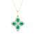 Emerald Flower Necklace 1/6 ct tw Diamonds 10K Yellow Gold 18"